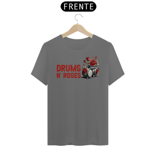 Camiseta Estonada Drums n' Roses - Cor Cinza