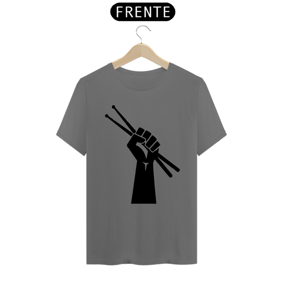 Camiseta Estonada Mão e Baquetas - Cor Cinza