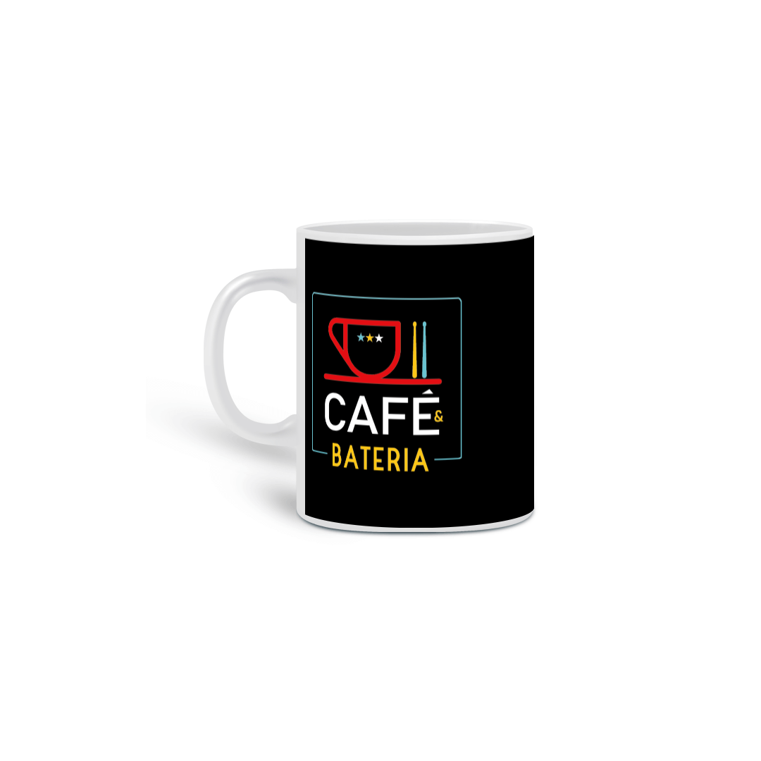 Caneca Clássica Café & Bateria - Estampa Colorida