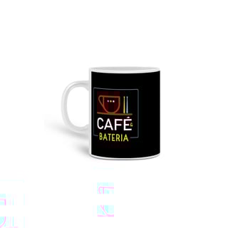 Caneca Clássica Café & Bateria - Estampa Colorida