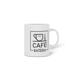 Caneca Clássica Café & Bateria - Estampa Preta