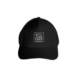 Boné Trucker Café & Bateria - Estampa Branca