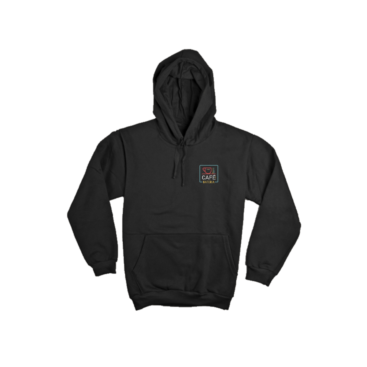 Nome do produto: Moletom Canguru Café & Bateria - Cor Preta (Estampa Pequena)