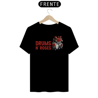Camiseta Básica Drums n' Roses - Cores Preta ou Cinza
