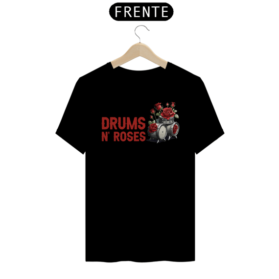 Camiseta Básica Drums n' Roses - Cores Preta ou Cinza