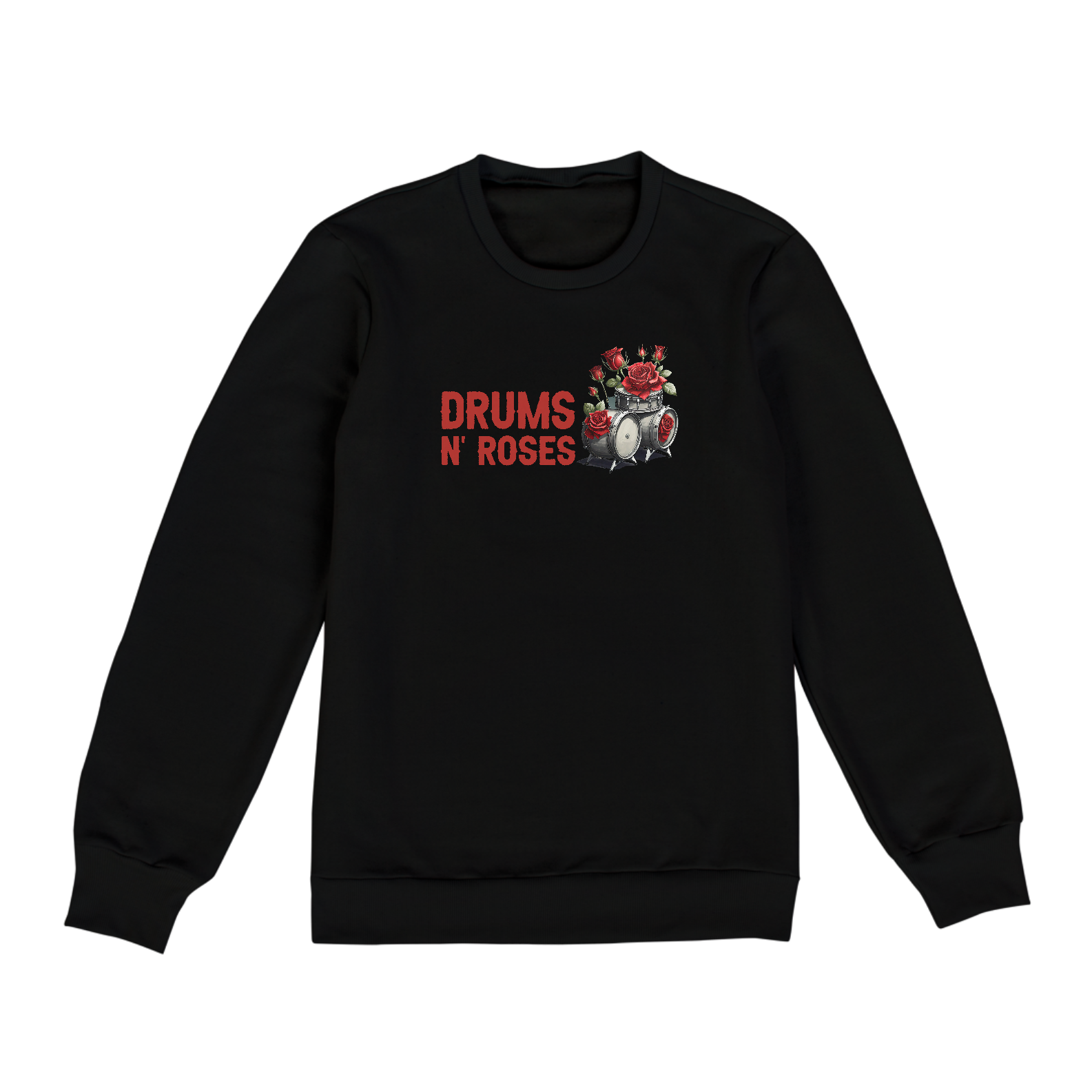 Moletom Fechado Drums n' Roses - Cor Preta