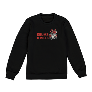 Moletom Fechado Drums n' Roses - Cor Preta