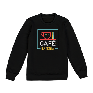 Moletom Fechado Café & Bateria - Cor Preta