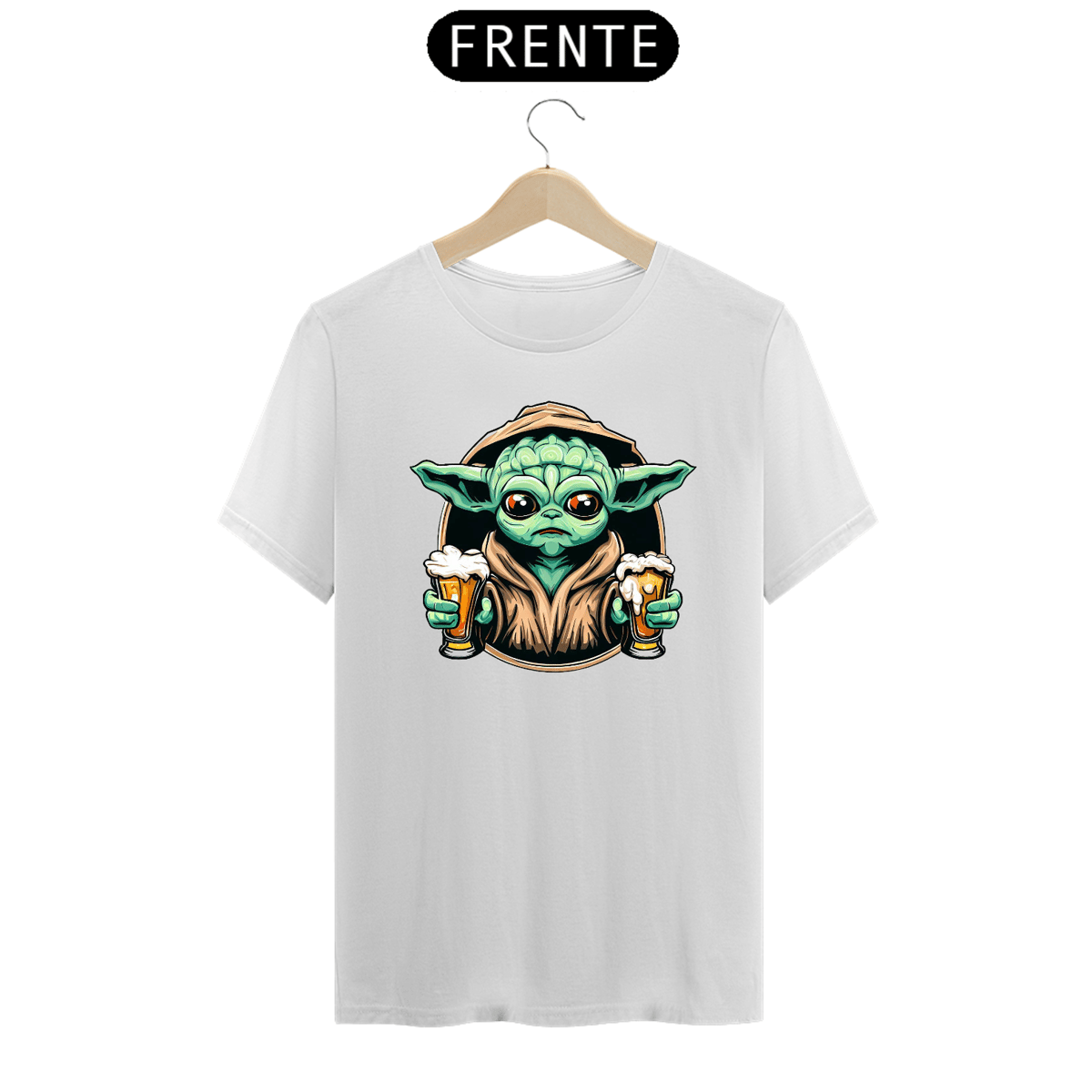 Nome do produto: CAMISETA BABY YODA COM CERVEJA