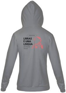 Nome do produto Moletom com Zíper Claro Libras é uma Língua