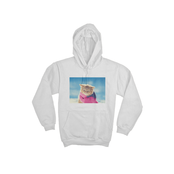 Casaco com gorro - Estampa na frente - Gatinho