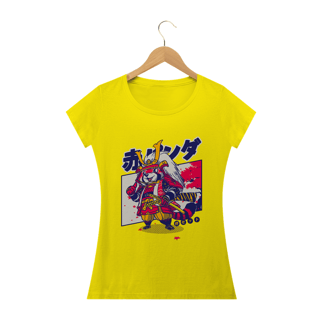 Camiseta Feminina Guaxinim Samurai Estampa Japonesa