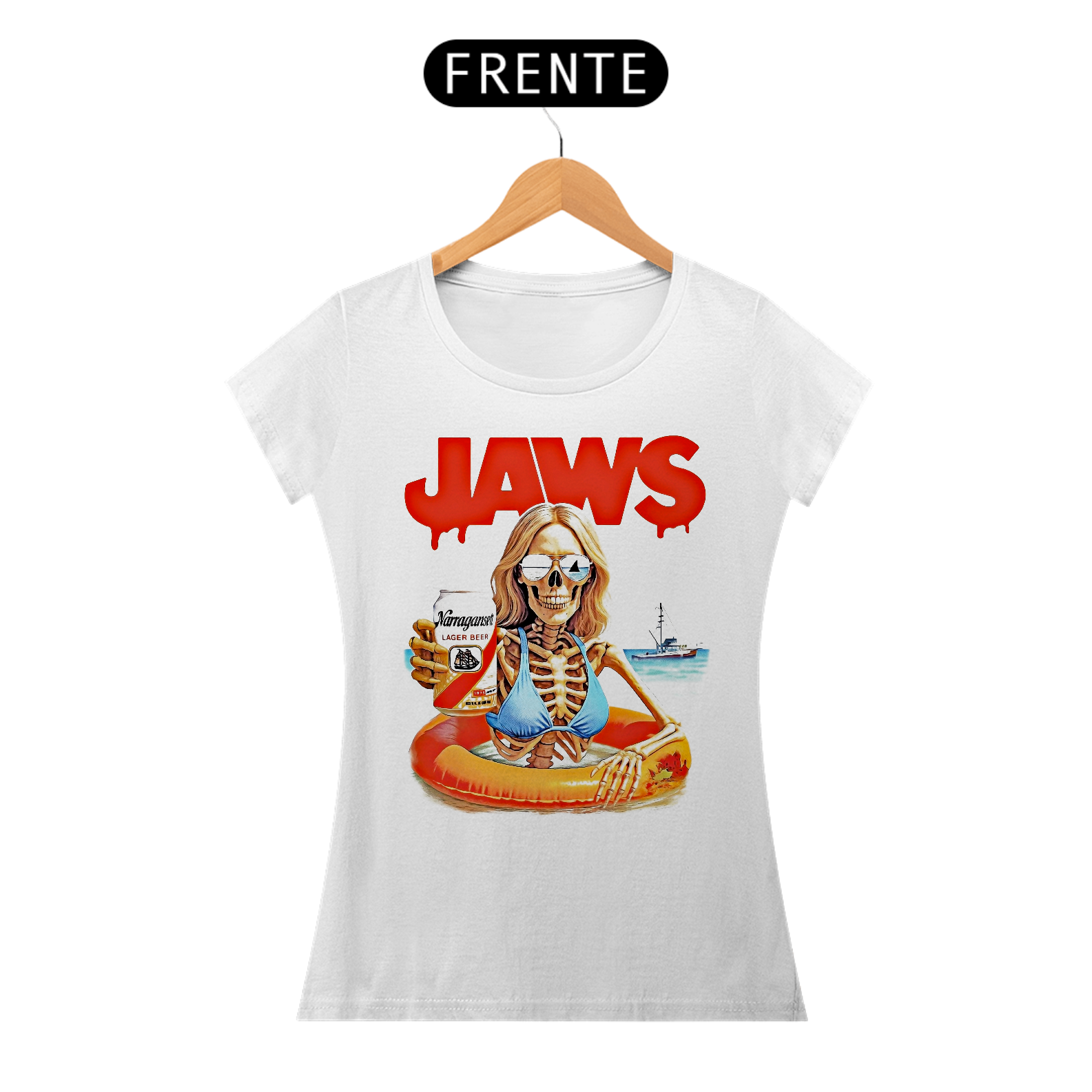 Camiseta Feminina Tubarão - Mergulho Sem Volta Estampa Filme Terror