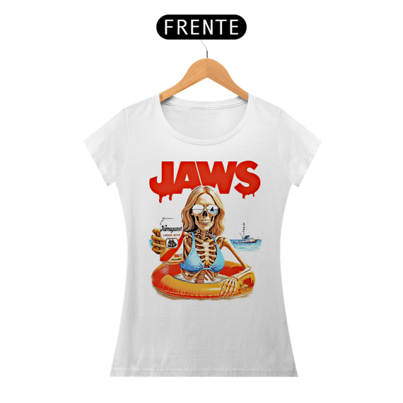 Camiseta Feminina Tubarão - Mergulho Sem Volta Estampa Filme Terror