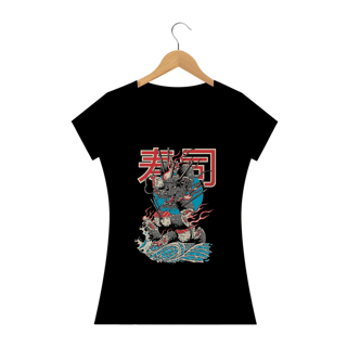 Camiseta Feminina Dragão Sushi Estampa Japonesa