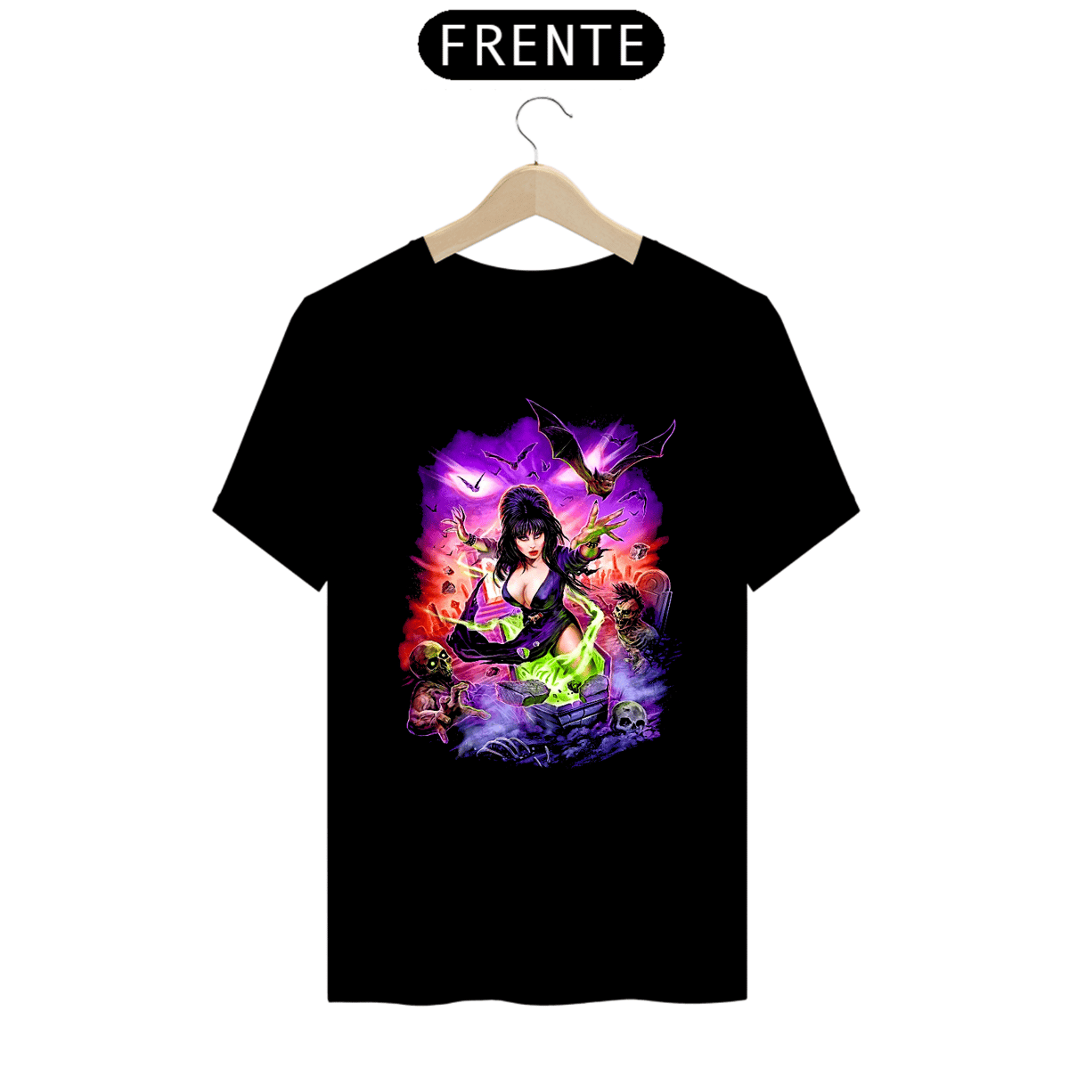 Nome do produto: Camiseta Elvira A Rainha das Trevas Estampa Filme Terror