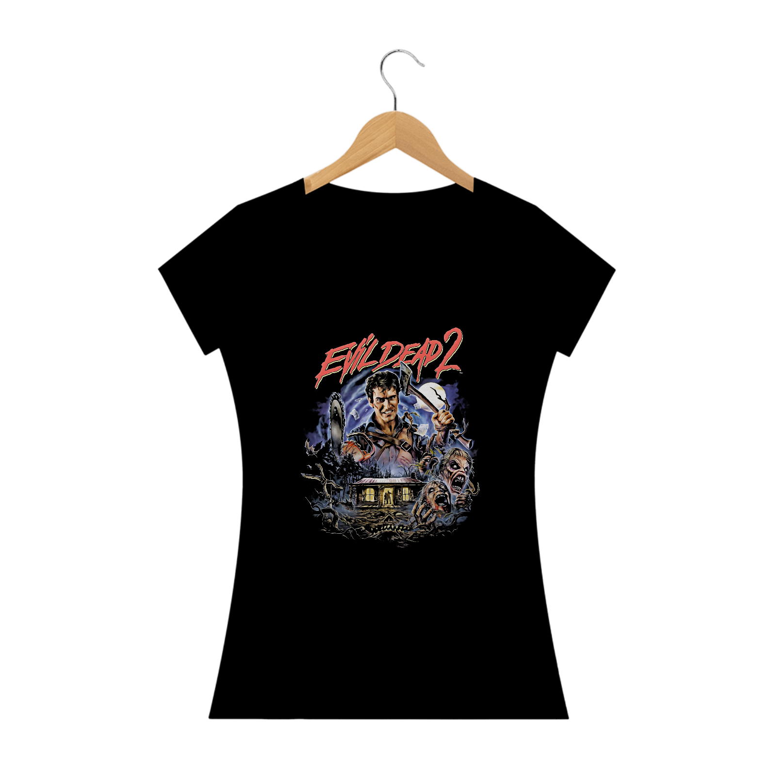 Camiseta Feminina Uma Noite Alucinante 2 Estampa Filme Evil Dead Terror