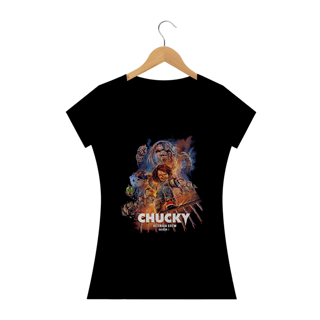 Camiseta Feminina Chucky Série Estampa ROCK HORROR 