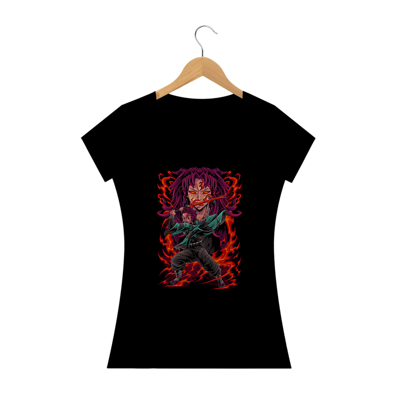 Camiseta Feminina Tanjiro Respiração do Sol Demon Slayer Estampa Anime