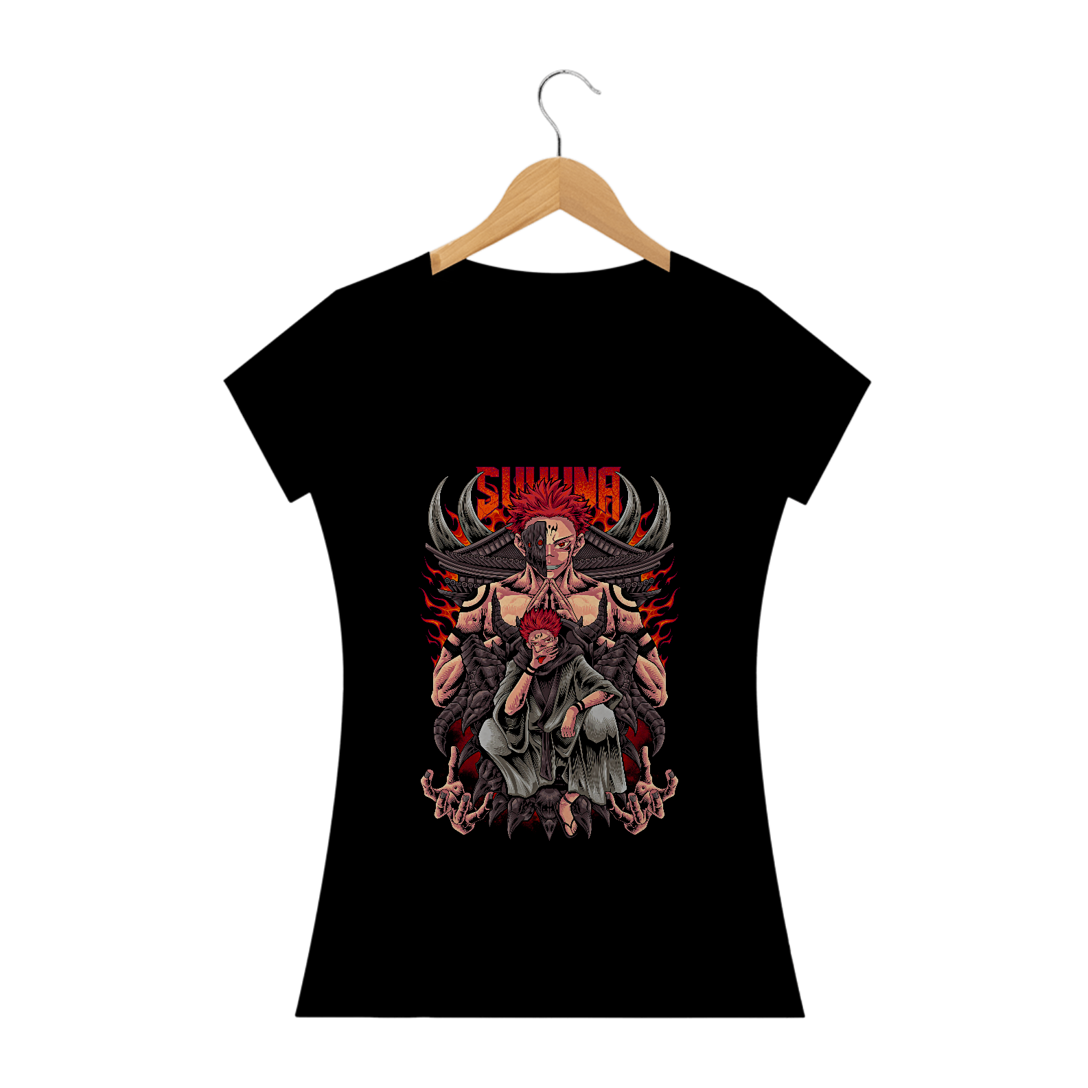 Camiseta Feminina Sukuna Rei da Maldição - Jujutsu Kaisen Estampa Anime