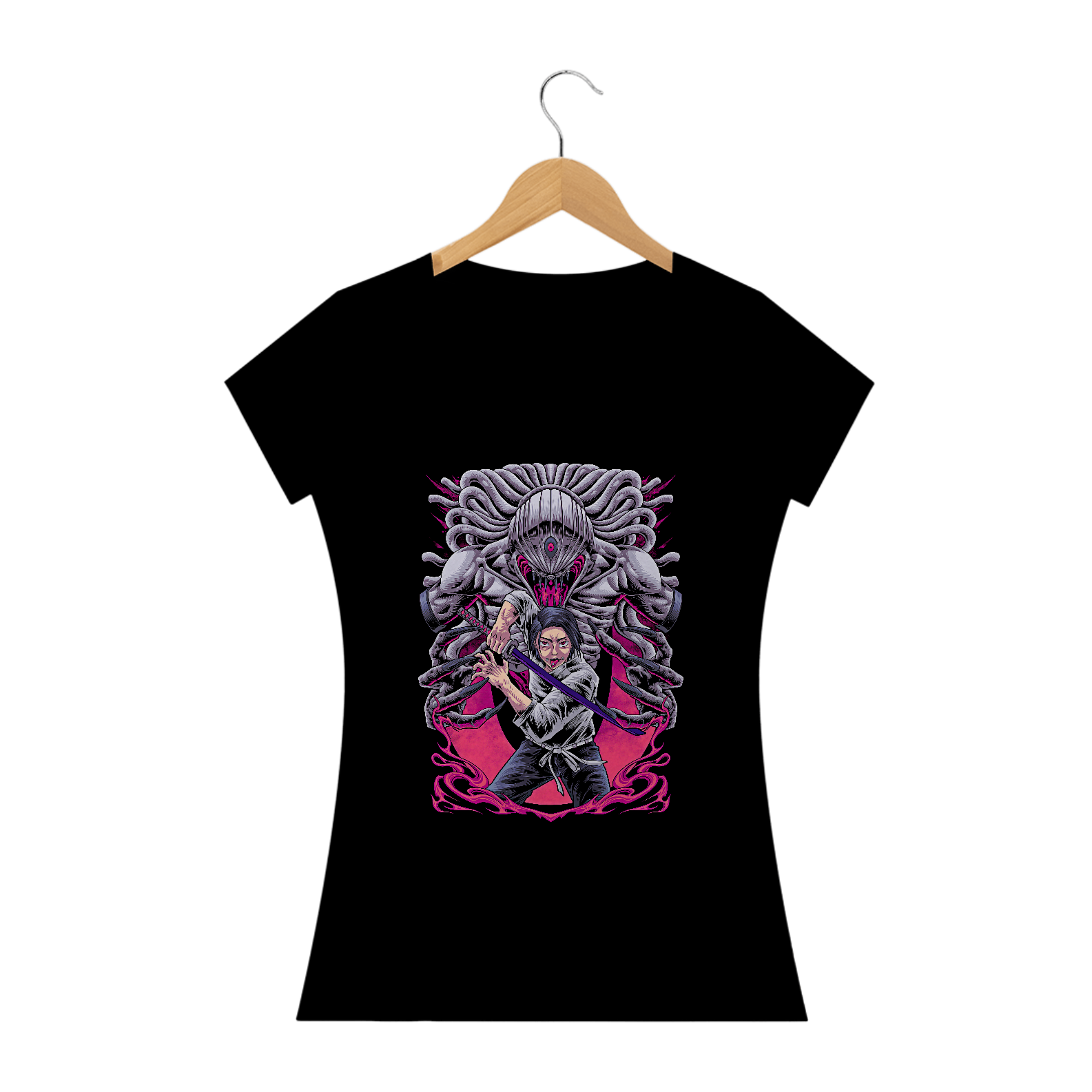 Camiseta Feminina Yuta Okkotsu e Rika - Jujutsu Kaisen Estampa Anime