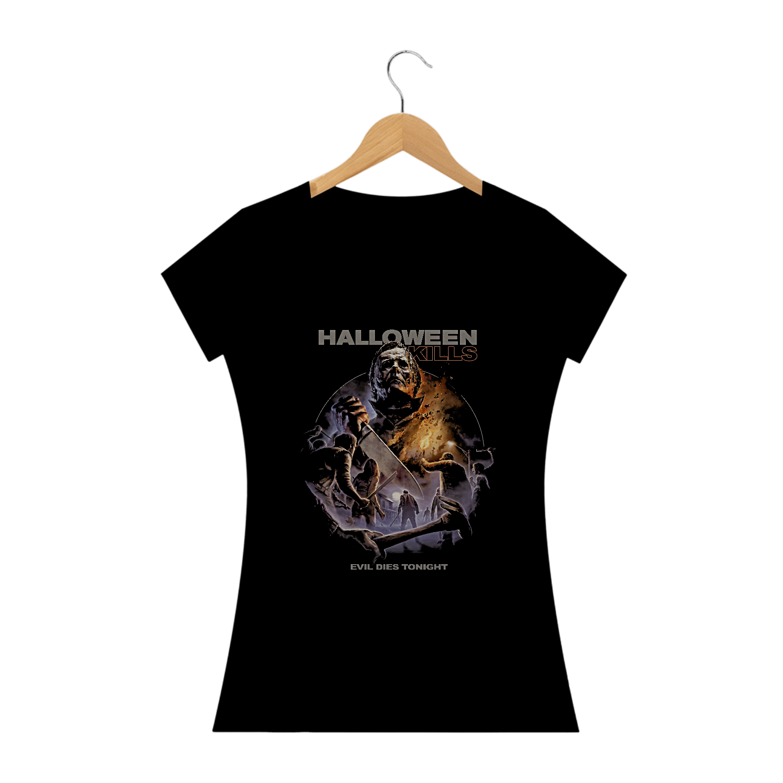 Camiseta Feminina Halloween Kills - O Mal Morre Esta noite Estampa Filme Terror