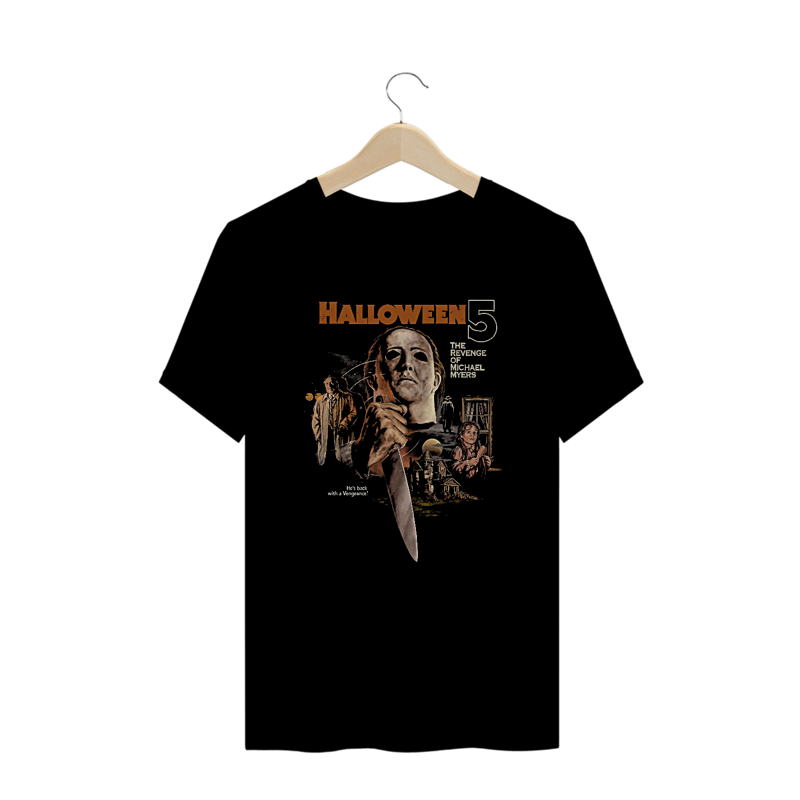 Camiseta Plus Size Halloween 5 - A Vingança de Michael Myers Filme Terror Estampa Exclusiva