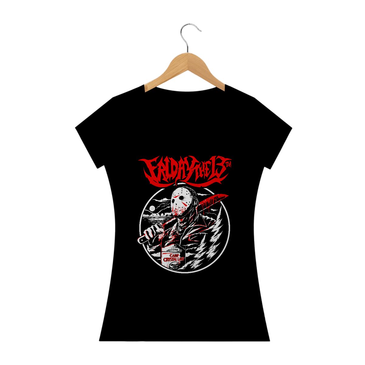 Nome do produto: Camiseta Feminina Sexta Feira 13 - Jason Estampa ROCK HORROR