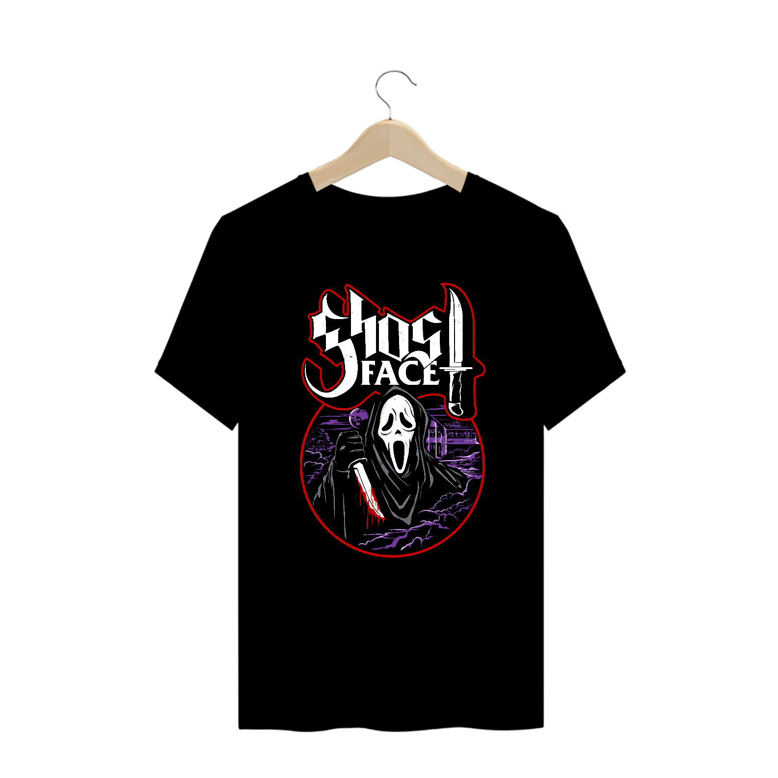 Camiseta Plus Size Ghostface Estampa Pânico ROCK HORROR 