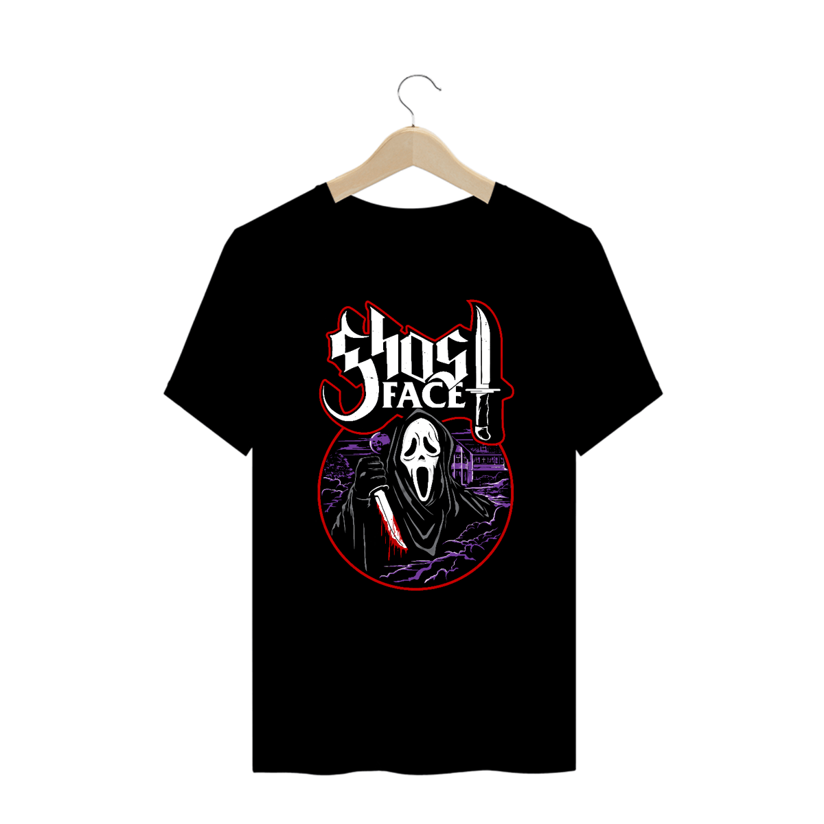 Nome do produto: Camiseta Plus Size Ghostface Estampa Pânico ROCK HORROR 