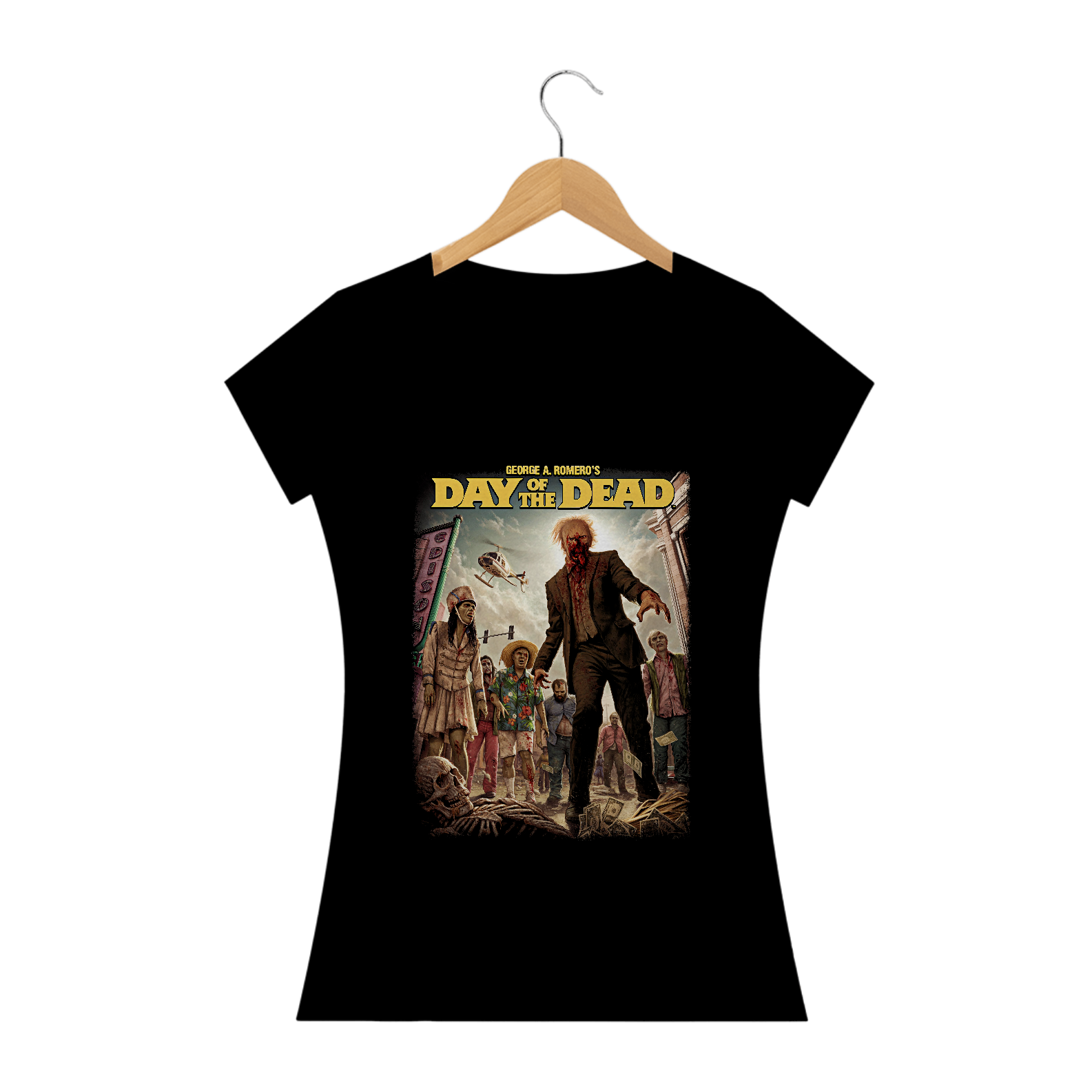 Camiseta Feminina Camiseta Dia dos Mortos Estampa Filme Terror 