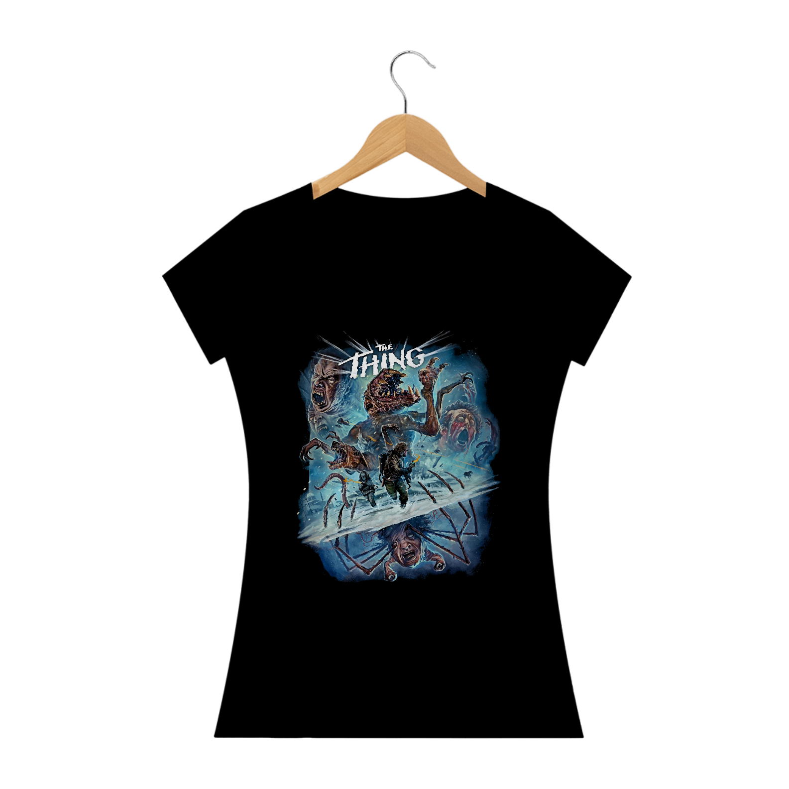 Camiseta Feminina O Enigma de Outro Mundo Estampa Filme Terror