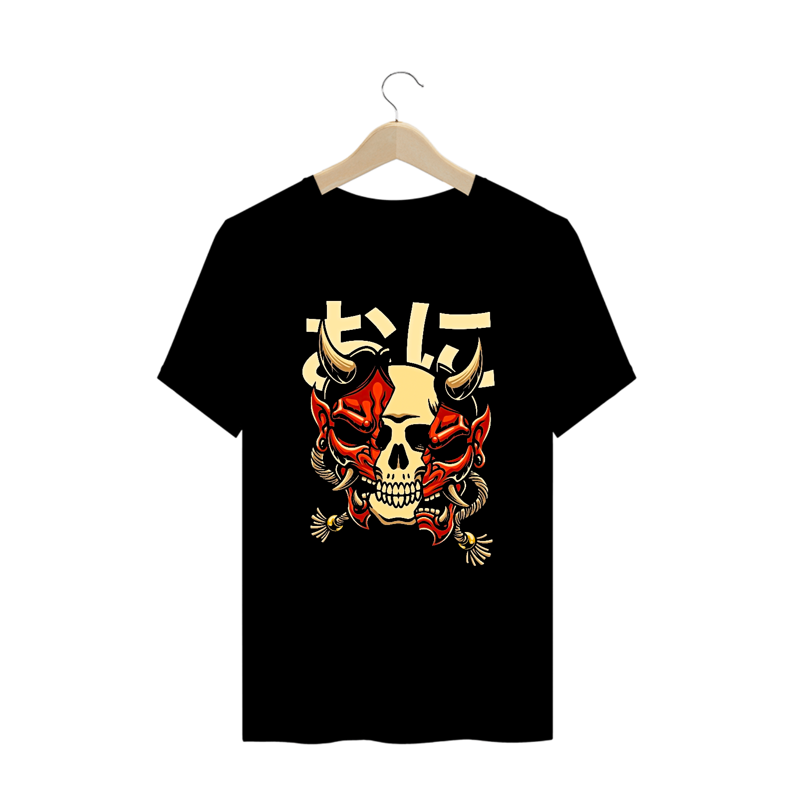 Camiseta Plus Size Hannya Caveira Estampa Japonesa  