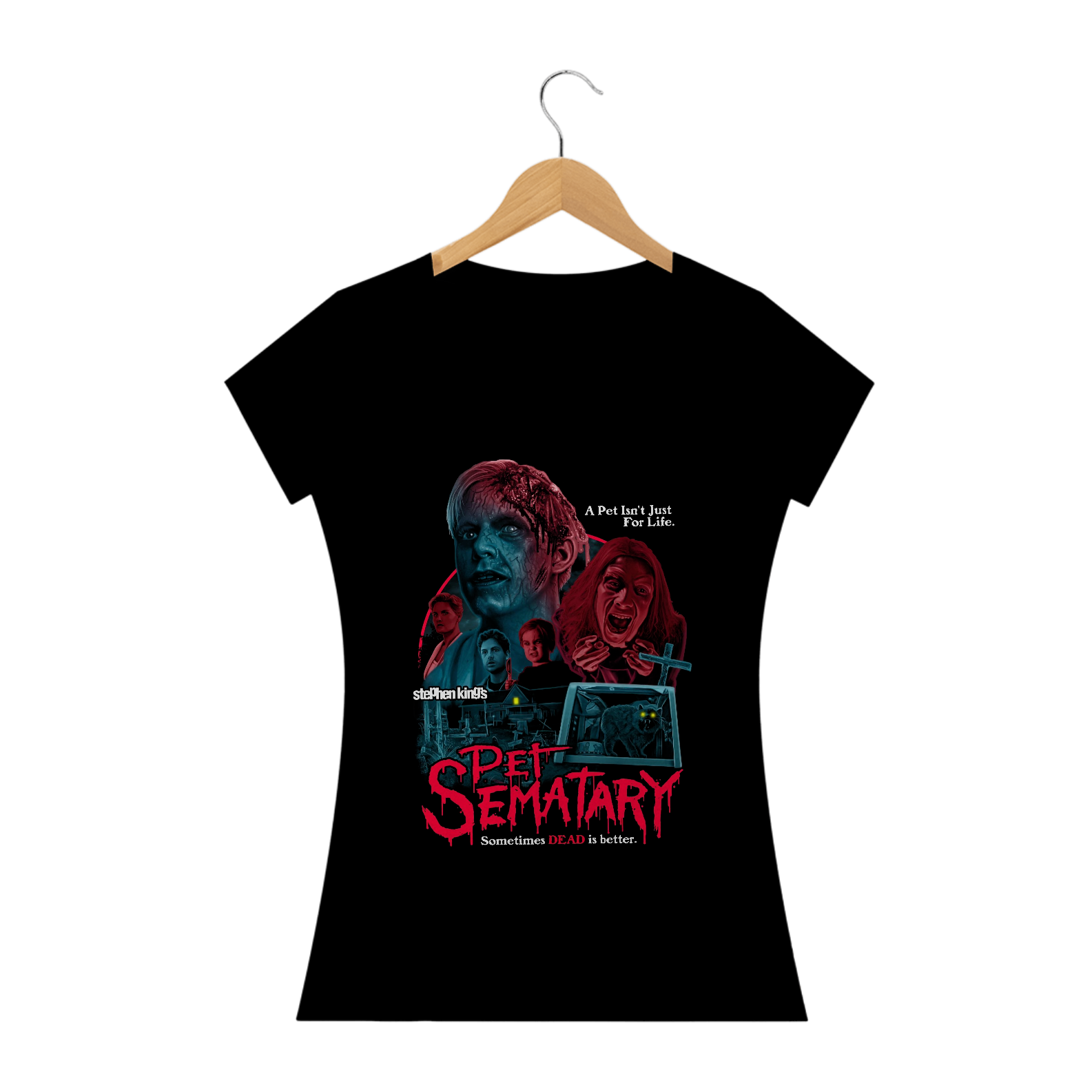 Camiseta Feminina Cemitério Maldito Estampa Filme Terror