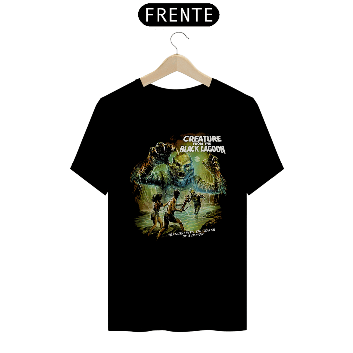 Nome do produto: Camiseta O Monstro da Lagoa Negra Estampa Filme Terror