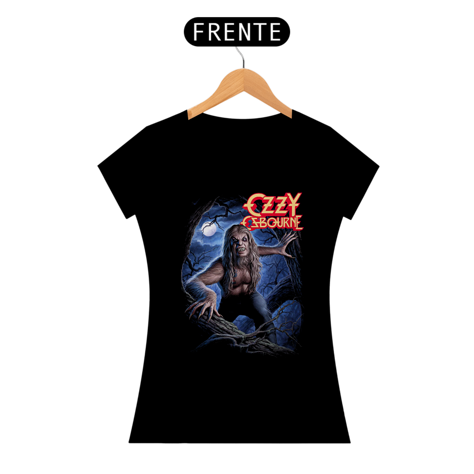 Camiseta Feminina Ozzy Osbourne Lobisomem Estampa ROCK