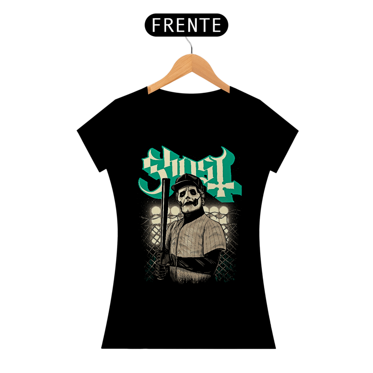 Camiseta Feminina Ghost Baseball Estampa ROCK