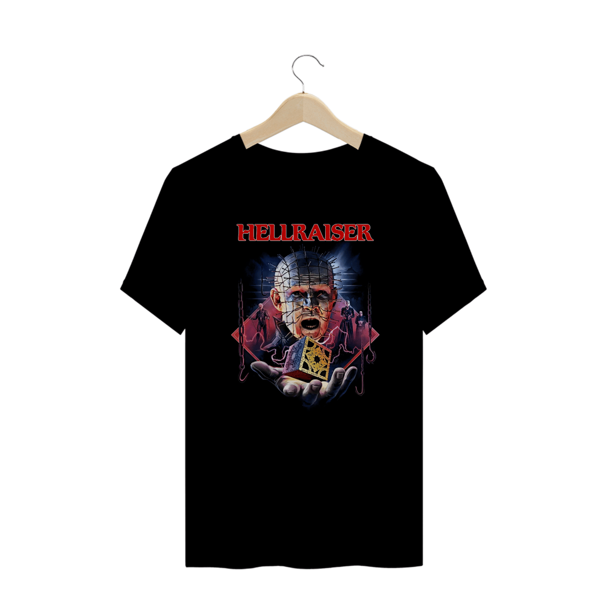 Nome do produto: Camiseta Plus Size Hellraiser - Renascido do Inferno Estampa Filme Terror