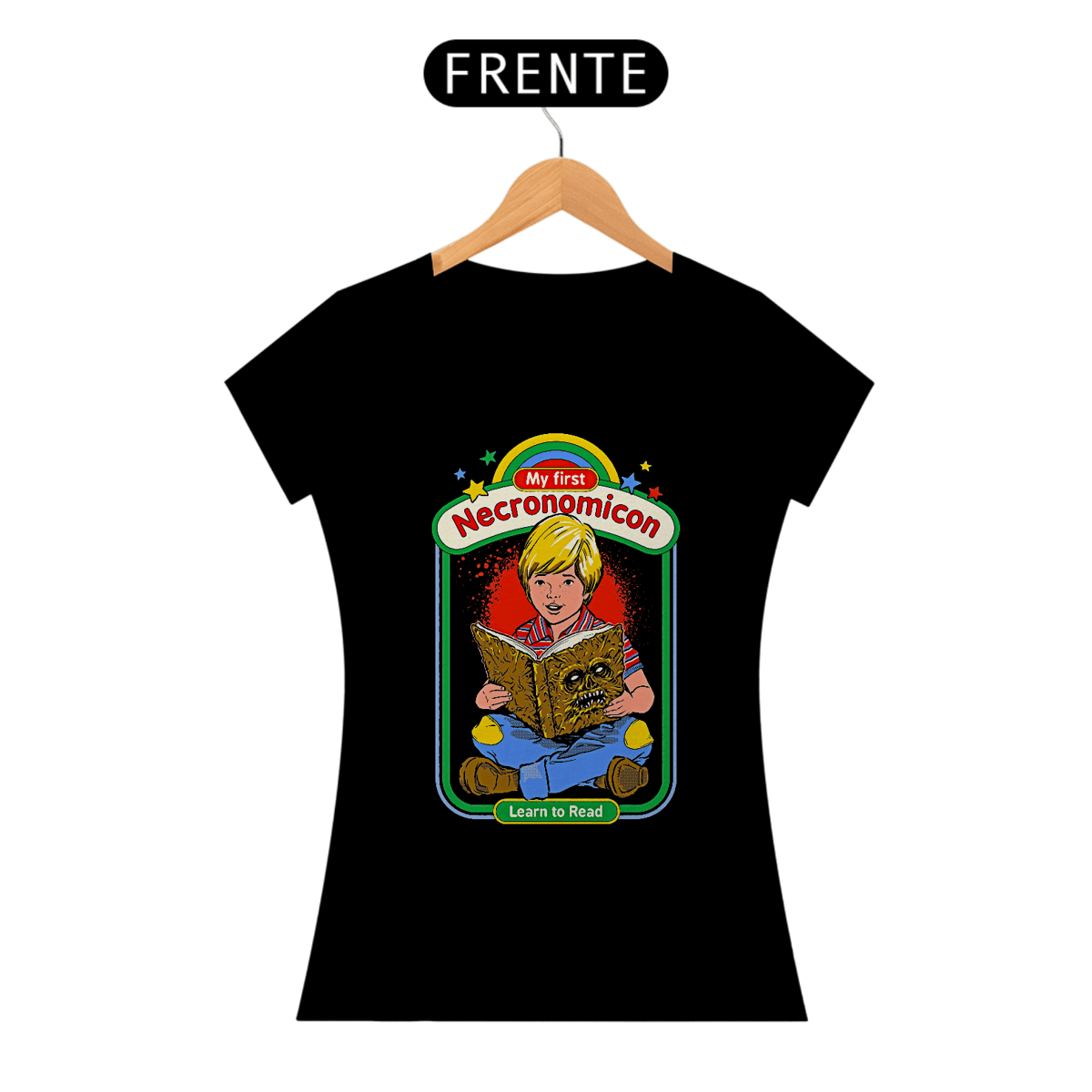 Nome do produto: Camiseta Feminina Meu primeiro Necronomicon