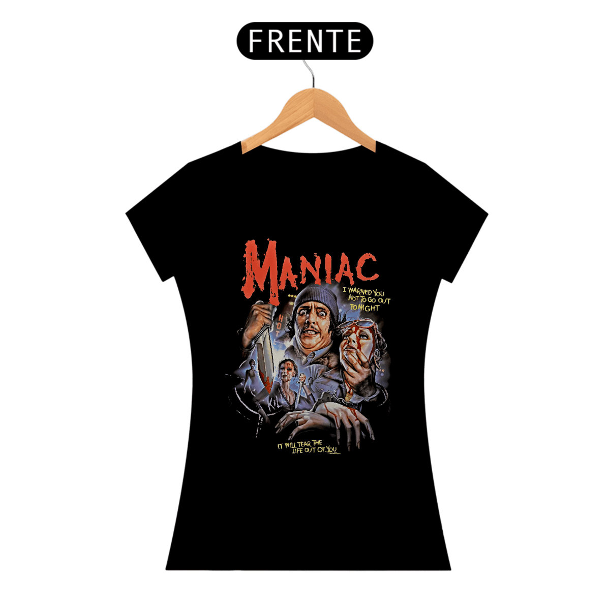 Nome do produto: Camiseta Feminina O Maníaco Estampa Filme Terror