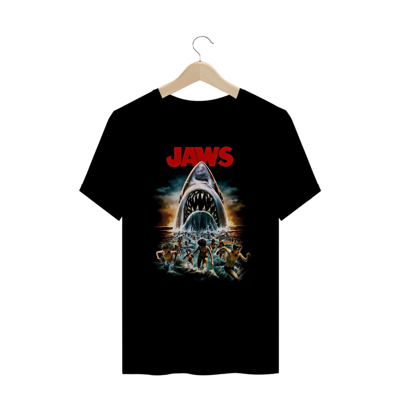 Camiseta Plus Size Tubarão 50 Anos Estampa Filme Terror