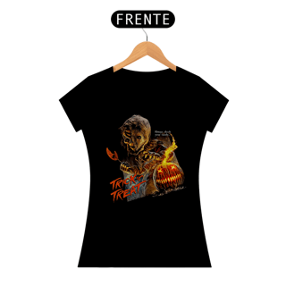 Nome do produto Camiseta Feminina Contos do dia das Bruxas: Cuidado com os Doces Estampa Filme Terror