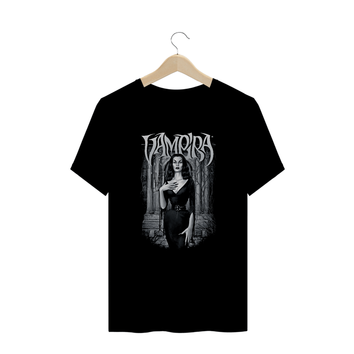 Nome do produto: Camiseta Plus Size Vampira Estampa Filme Terror