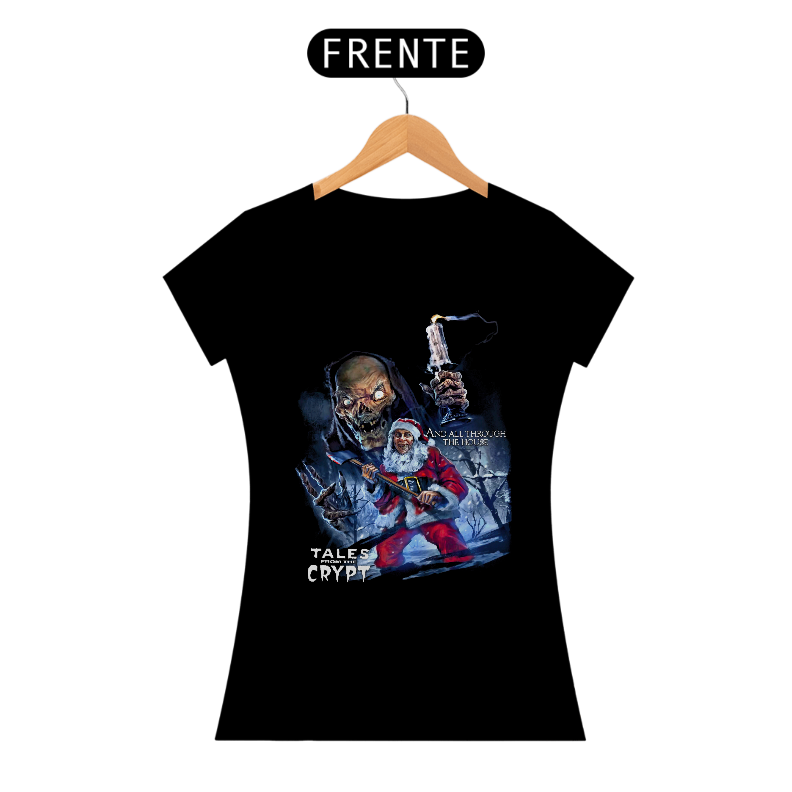 Camiseta Feminina Conto de Natal da Cripta Estampa Filme Terror