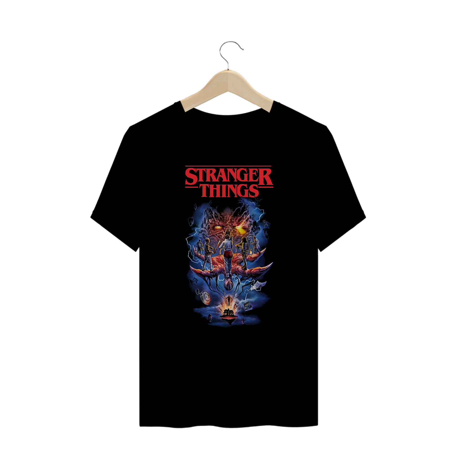 Camiseta Plus Size Stranger Things Estampa Série Terror