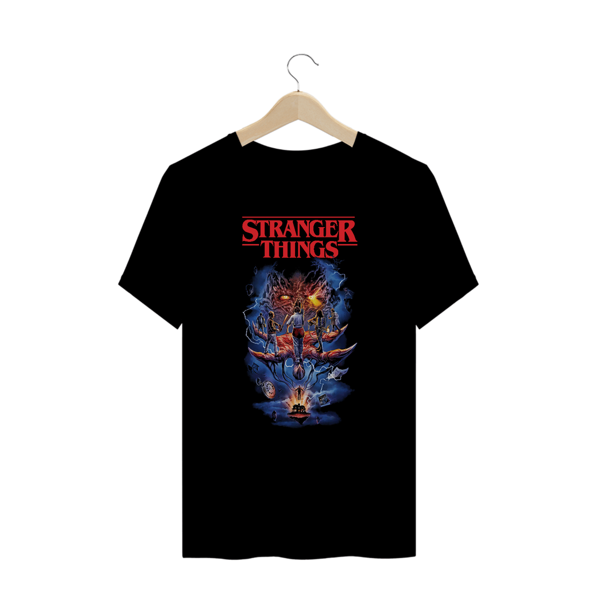 Nome do produto: Camiseta Plus Size Stranger Things Estampa Série Terror