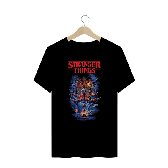 Camiseta Plus Size Stranger Things Estampa Série Terror