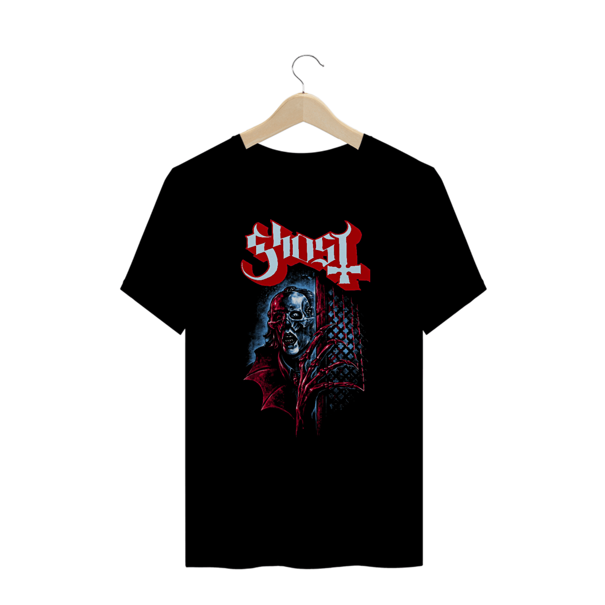 Nome do produto: Camiseta Plus Size Skeletá | Estampa Banda Ghost | Rock
