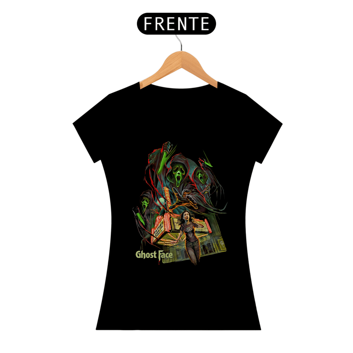 Nome do produto: Camiseta Feminina Pânico 2 Noite das Máscaras Estampa Ghostface Filme Terror