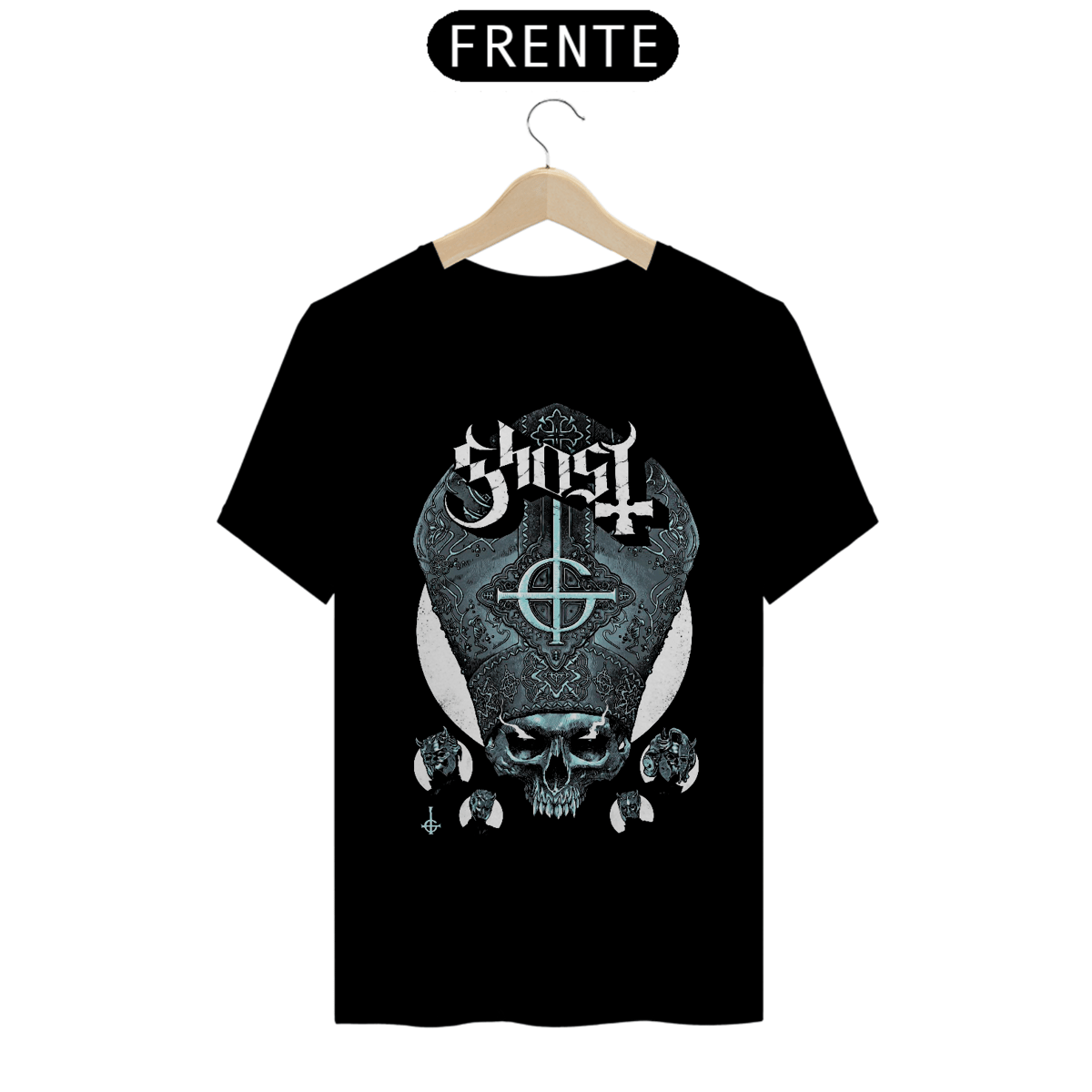 Nome do produto: Camiseta A Face do Ritual | Estampa Banda Ghost | Rock
